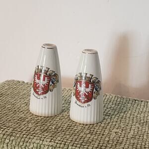 Vintage German Frankfurt a.M Porcelain Salt & Pepper Shakers Crest